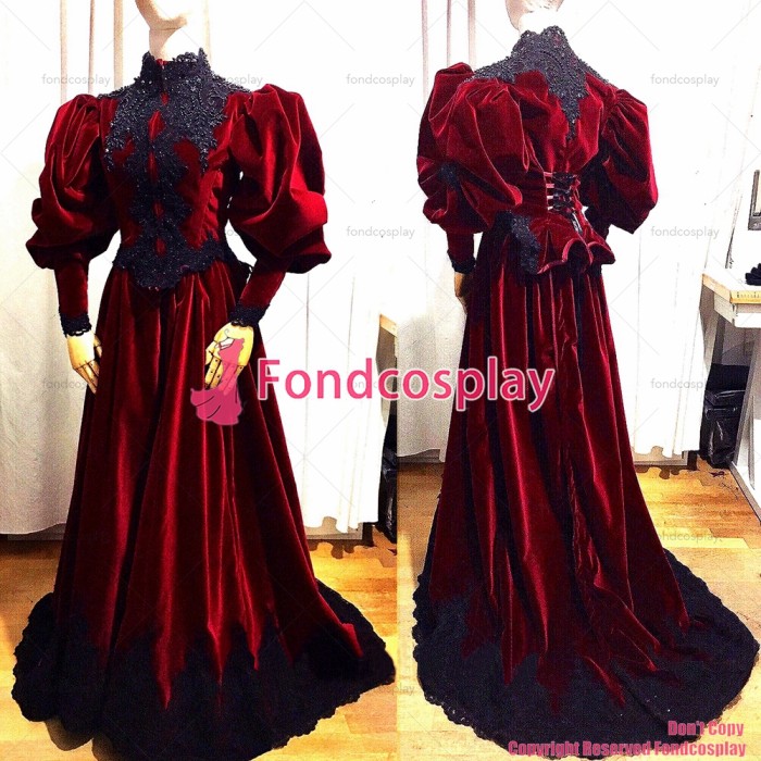 fondcosplay Red velvet ball Outfit Medieval gown gown gothic evening Party dress cosplay costume CD/TV [G3849]