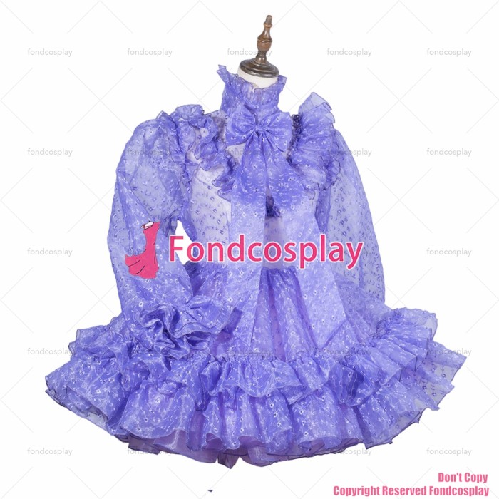 fondcosplay adult sexy cross dressing sissy maid short lilac satin dress lockable Uniform cosplay costume CD/TV[G3828]