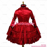 fondcosplay adult sexy cross dressing sissy maid short Gothic Lolita Red Satin Lockable Dress Cosplay Costume Custom-made[G827]