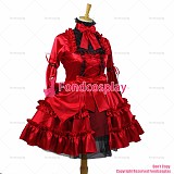 fondcosplay adult sexy cross dressing sissy maid short Gothic Lolita Red Satin Lockable Dress Cosplay Costume Custom-made[G827]