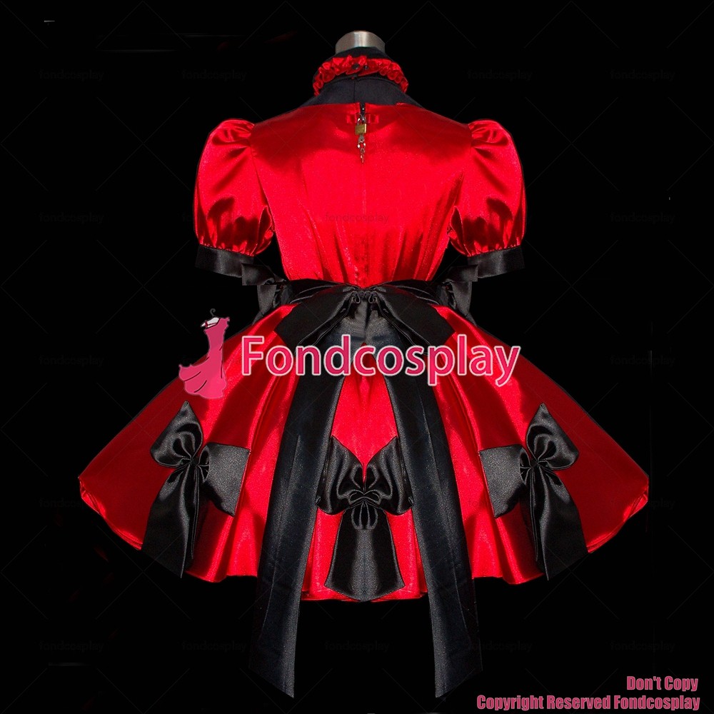 Us 10900 Fondcosplay Adult Sexy Cross Dressing Sissy Maid Short Red Satin Dress Lockable 