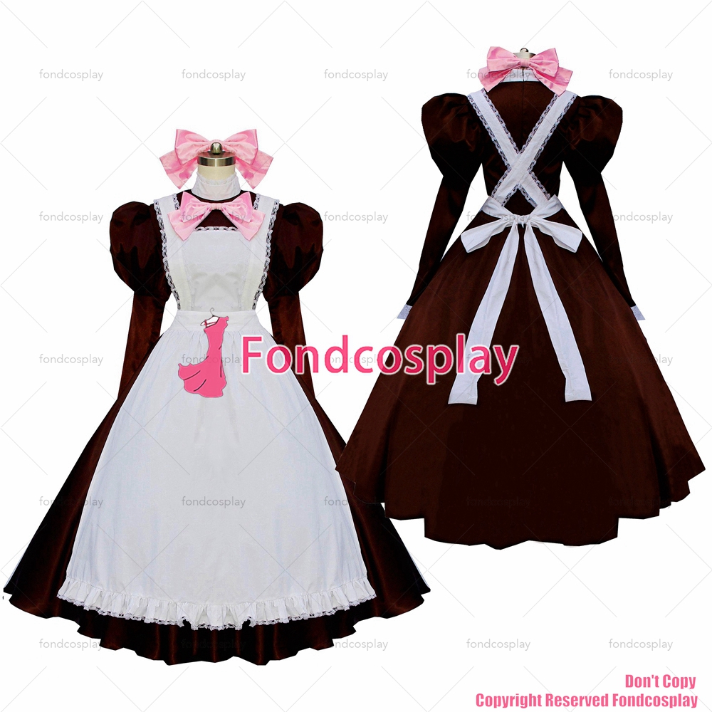 Us 11900 Fondcosplay Adult Sexy Cross Dressing Sissy Maid Long Dark Red Cotton Dress 