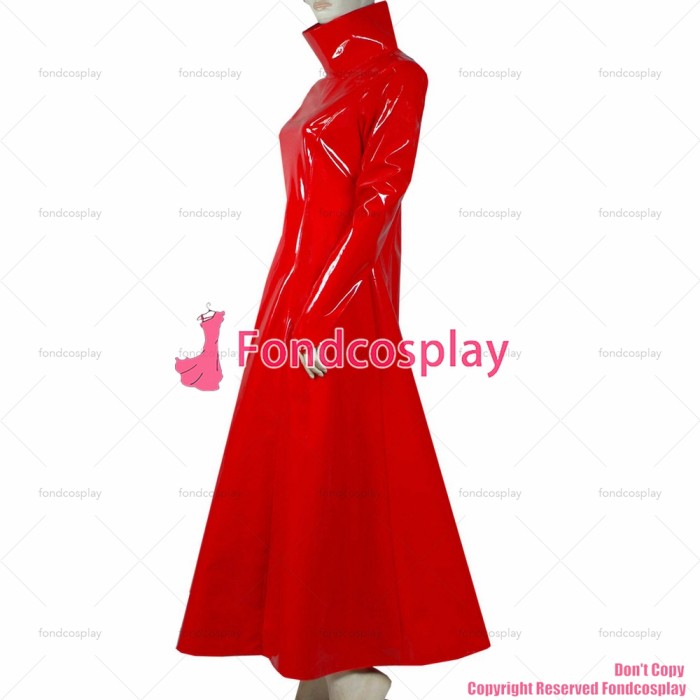 fondcosplay adult sexy cross dressing sissy maid long Gothic Lolita Punk Red heavy Pvc Dress Cosplay Costume CD/TV[G413]