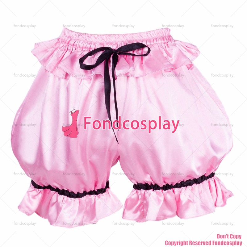 fondcosplay adult sexy cross dressing sissy maid short baby Pink Gothic Lolita Punk Bloomers Satin panties Custom-made[G591]