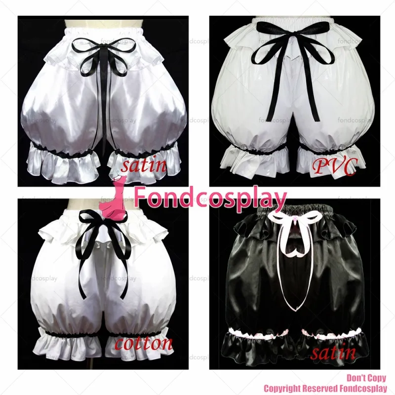 fondcosplay adult sexy cross dressing sissy maid Gothic lolita punk bloomers white Cotton pants panties Custom-made[G586]