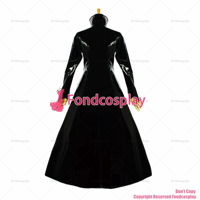 fondcosplay adult sexy cross dressing sissy maid long Gothic Lolita Punk Black heavy Pvc Dress Cosplay Costume Custom-made[G620]