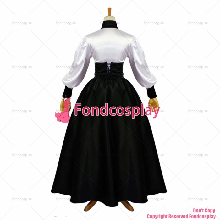 fondcosplay adult sexy cross dressing sissy maid Gothic Lolita Punk white shirt Black Satin skirt Costume Custom-made[G632]