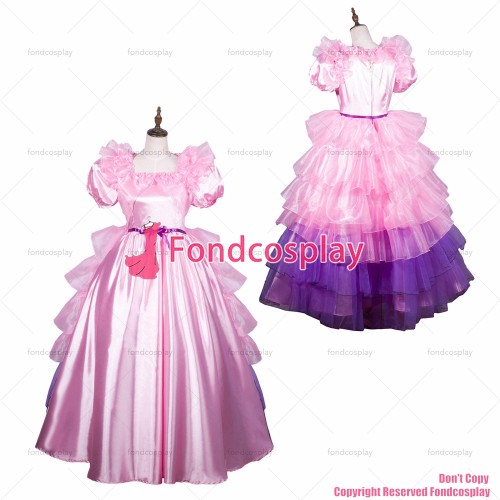 fondcosplay adult sexy cross dressing sissy maid long baby pink satin organza dress lockable Uniform costume CD/TV[G3802]