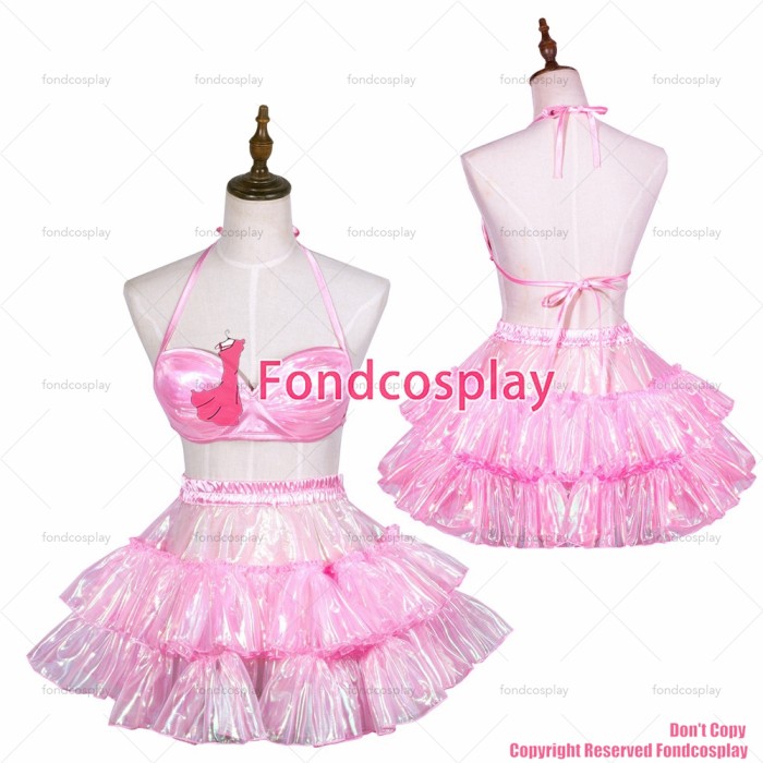 fondcosplay adult sexy cross dressing sissy maid baby pink organza bra skirt Uniform cosplay costume CD/TV[G3767]