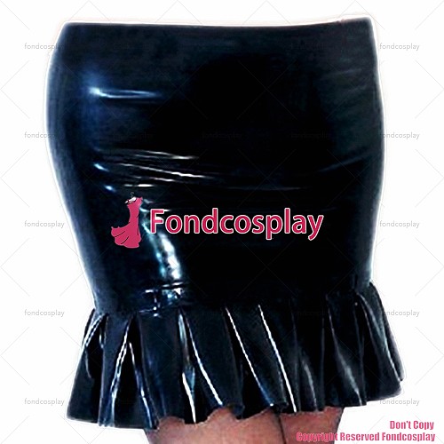 fondcosplay adult sexy cross dressing sissy maid short black heavy pvc skirt CD/TV[G3701]