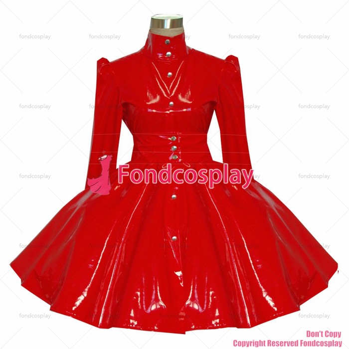 fondcosplay adult sexy cross dressing sissy maid short Gothic Lolita Punk Red heavy Pvc Dress Cosplay Costume CD/TV[G380]