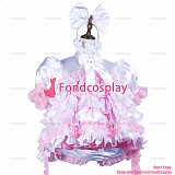 fondcosplay adult sexy cross dressing sissy maid short white satin dress lockable Uniform panties Handcuffs CD/TV[G3727]