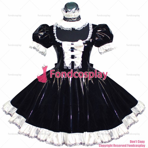 fondcosplay adult sexy cross dressing sissy maid short Gothic Lolita Punk heavy Pvc Dress Cosplay Costume CD/TV[G369]