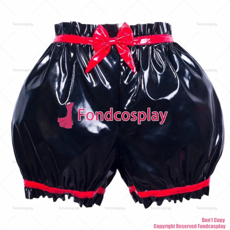 fondcosplay adult sexy cross dressing sissy maid short white black heavy pvc panties bloomers CD/TV[G3783]