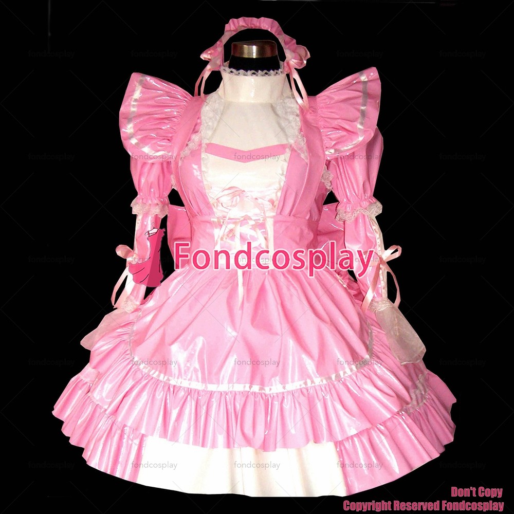 Us 10900 Fondcosplay Adult Sexy Cross Dressing Sissy Maid Short Thin Pink Pvc Dress Lockable