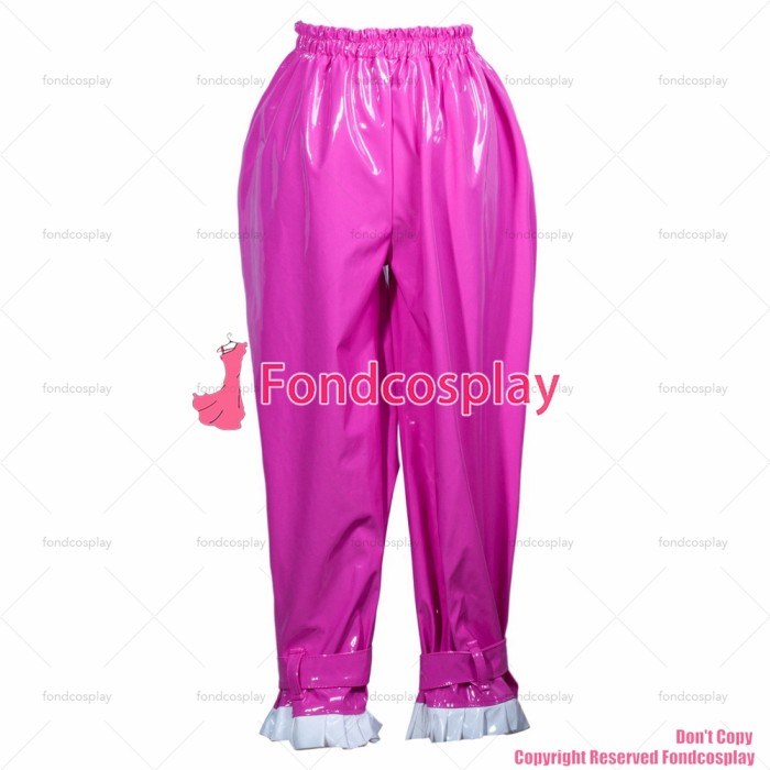 fondcosplay adult sexy cross dressing sissy maid hot pink heavy pvc lockable pants bloomers Uniform CD/TV[G3775]