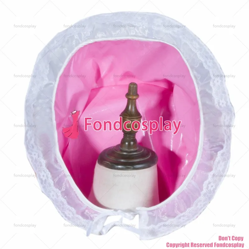 fondcosplay adult sexy cross dressing sissy maid baby pink thin pvc hat headpiece hood CD/TV[G3782]