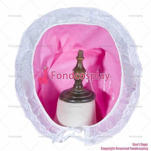 fondcosplay adult sexy cross dressing sissy maid baby pink thin pvc hat headpiece hood CD/TV[G3782]