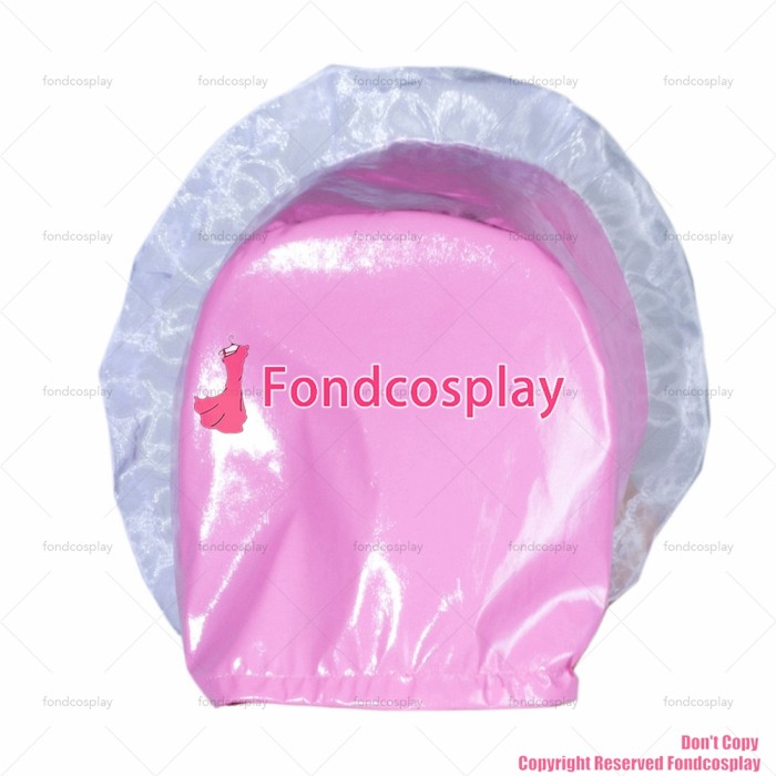 fondcosplay adult sexy cross dressing sissy maid baby pink thin pvc hat headpiece hood CD/TV[G3782]
