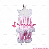 fondcosplay adult sexy cross dressing sissy maid short baby pink satin shirt short pants Uniform panties CD/TV[G3725]