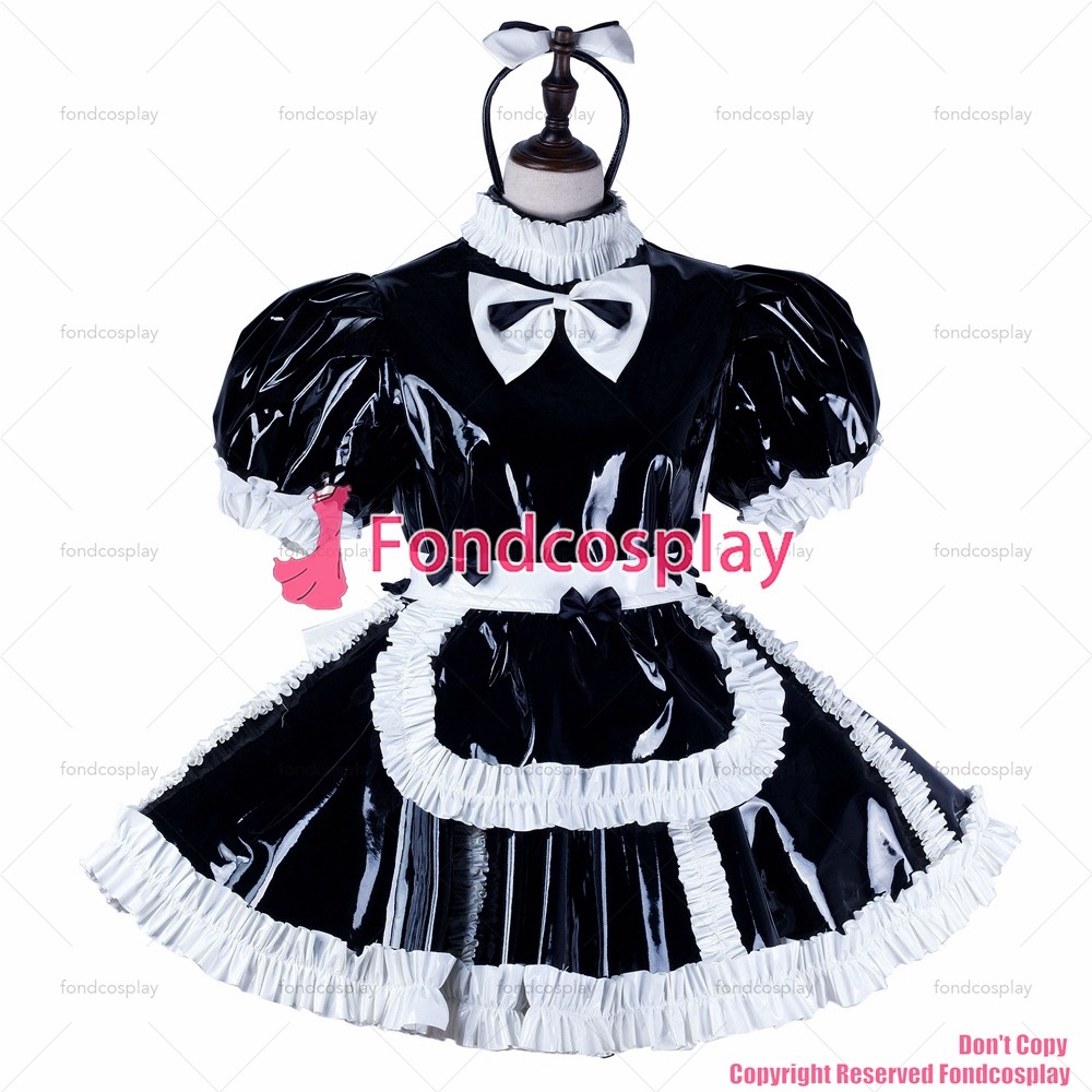 Us 10900 Fondcosplay Adult Sexy Cross Dressing Sissy Maid Short Black Heavy Pvc Dress 