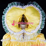 fondcosplay adult sexy cross dressing sissy maid baby yellow Satin Dress lockable heart hood costume CD/TV[G2392]