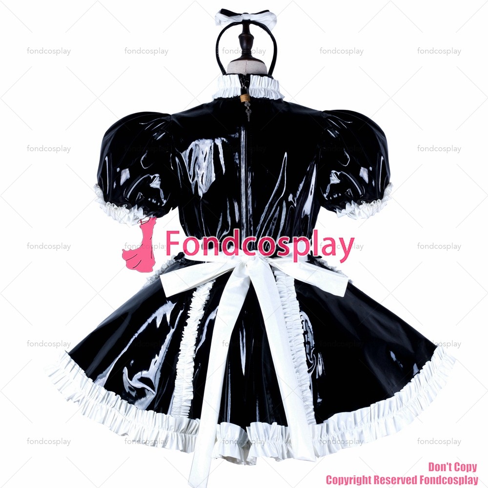 Us 10900 Fondcosplay Adult Sexy Cross Dressing Sissy Maid Short Black Heavy Pvc Dress 