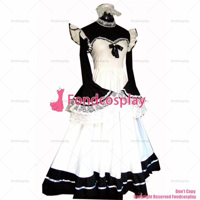 fondcosplay adult sexy cross dressing sissy maid black Cotton Dress Uniform Cosplay Costume Tailor-Made CD/TV[G186]