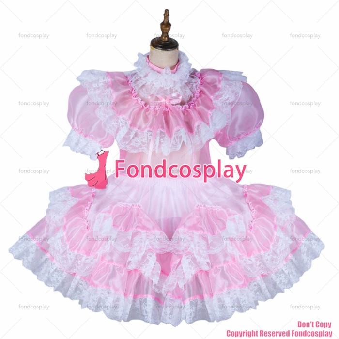 fondcosplay adult sexy cross dressing sissy maid short baby pink organza dress lockable Uniform costume CD/TV[G2153]
