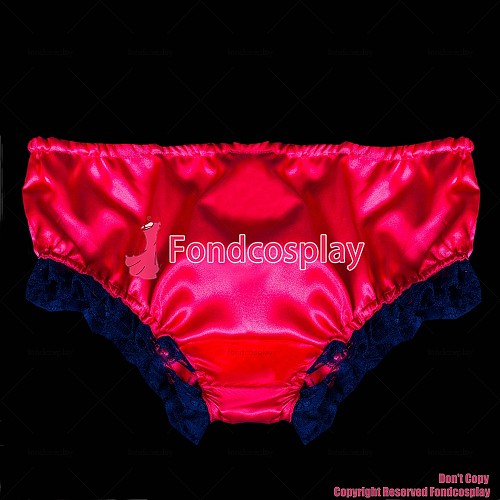 fondcosplay adult sexy cross dressing sissy maid short red satin Panties cosplay costume CD/TV[G2063]