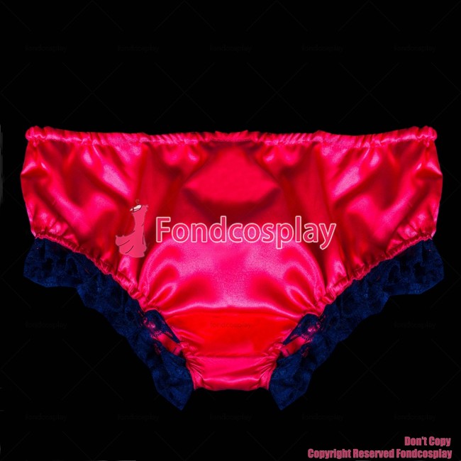 fondcosplay adult sexy cross dressing sissy maid short red satin Panties cosplay costume CD/TV[G2063]