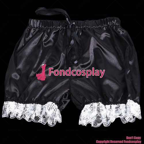 fondcosplay adult sexy cross dressing sissy maid short black satin bloomers panties CD/TV[G2060]