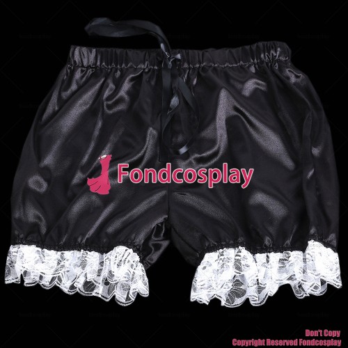 fondcosplay adult sexy cross dressing sissy maid short black satin bloomers panties CD/TV[G2060]