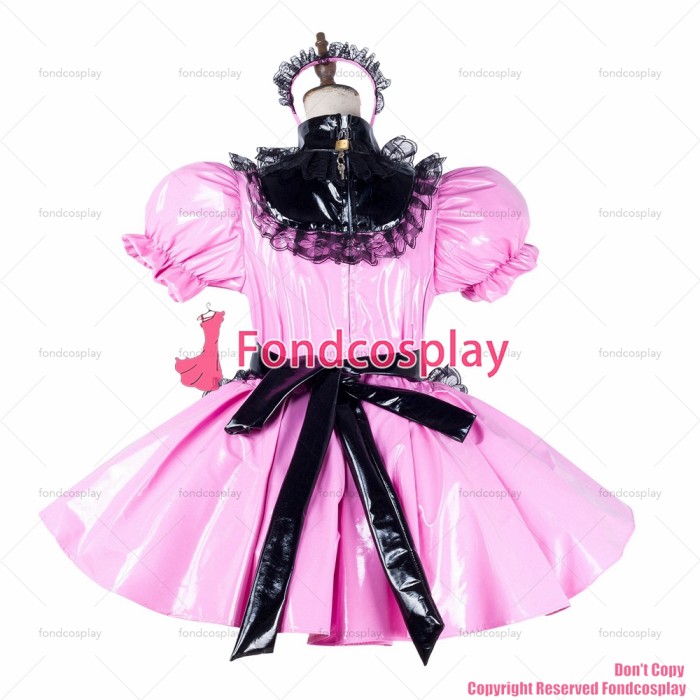 US$ 109.00 - fondcosplay adult sexy cross dressing sissy maid short baby  blue thin pvc dress lockable Uniform costume CD/TV[G2427] 