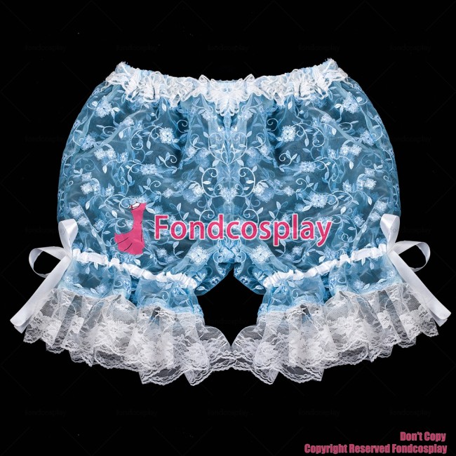 fondcosplay adult sexy cross dressing sissy maid short baby blue bloomers panties CD/TV[G2056]