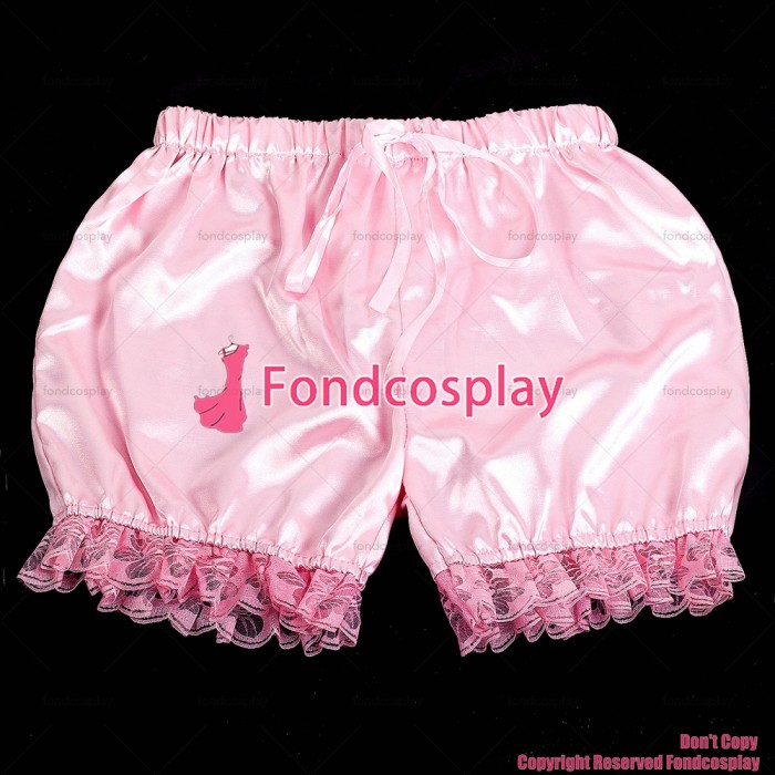 fondcosplay adult sexy cross dressing sissy maid short baby pink satin bloomers panties CD/TV[G2057]