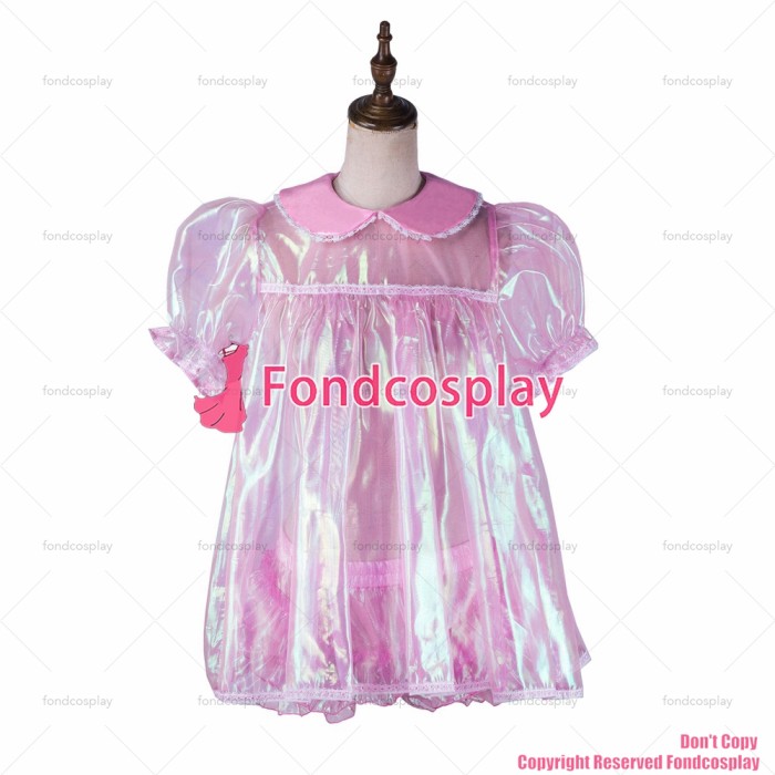fondcosplay adult sexy cross dressing sissy maid short baby pink organza dress lockable Uniform panties CD/TV[G2172]