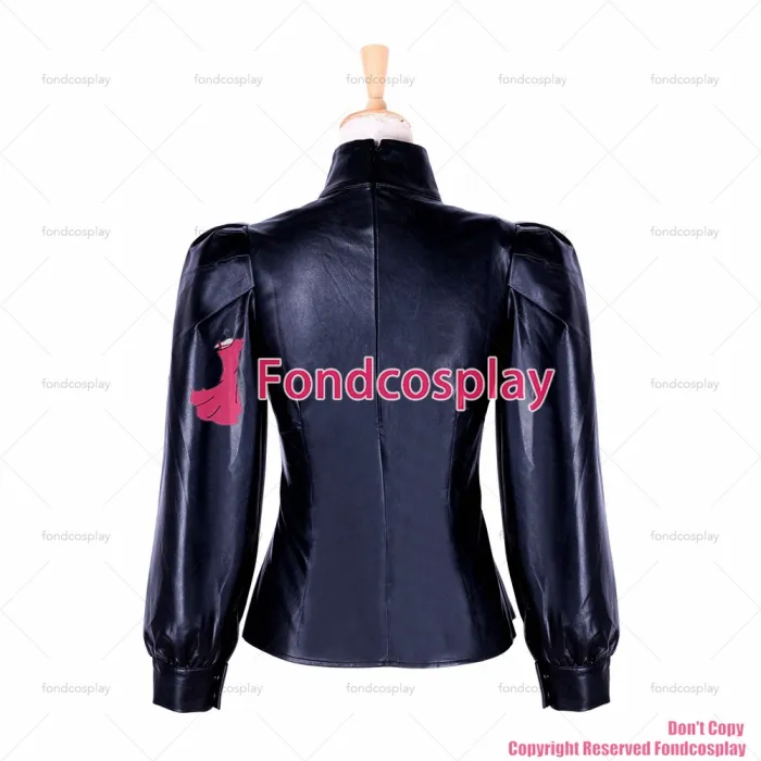 fondcosplay adult sexy cross dressing sissy maid short fetish gothic faux black leather blouse Shirt Cosplay CD/TV [G1759]