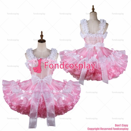 fondcosplay adult sexy cross dressing sissy maid short baby pink organza dress lockable Uniform costume CD/TV[G2129]