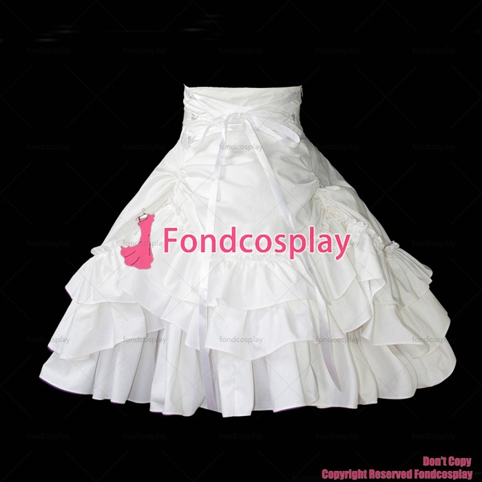 fondcosplay adult sexy cross dressing sissy maid short French white cotton Skirt Uniform Cosplay Costume CD/TV[G1060]
