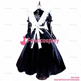 fondcosplay adult sexy cross dressing sissy maid long lockable black thin PVC dress Uniform white apron CD/TV[G1593]