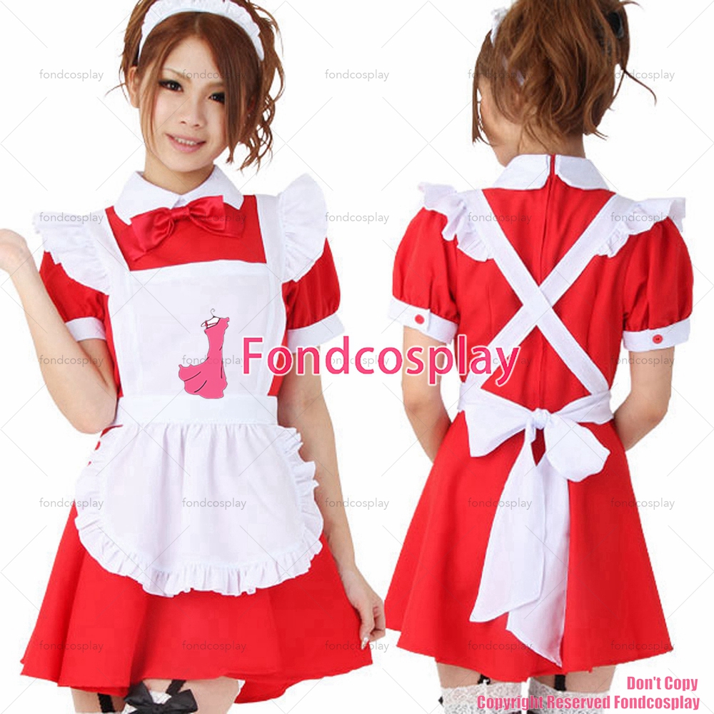 Us 10900 Fondcosplay Adult Sexy Cross Dressing Sissy Maid Short Red Cotton Lockable Dress 