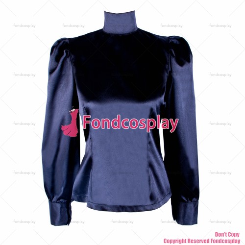 fondcosplay adult sexy cross dressing sissy maid short Satin Lockable blouse Shirt fetish gothic 4 color CD/TV[G1597]