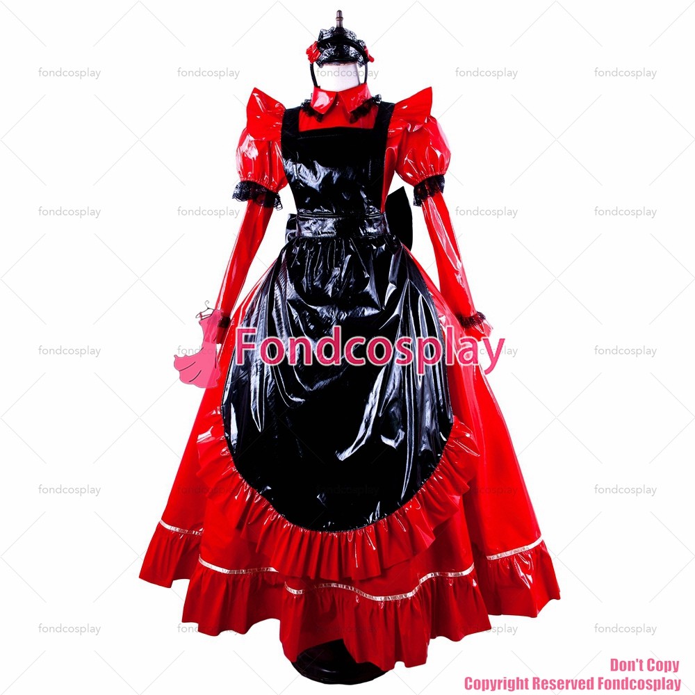 Us 11900 Fondcosplay Adult Sexy Cross Dressing Sissy Maid Long Red Thin Pvc Lockable Dress 