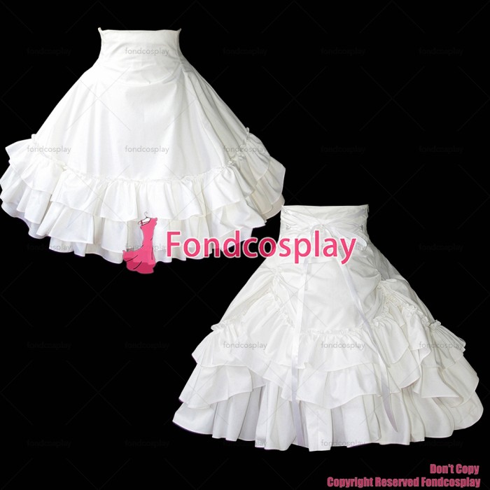 fondcosplay adult sexy cross dressing sissy maid short French white cotton Skirt Uniform Cosplay Costume CD/TV[G1060]