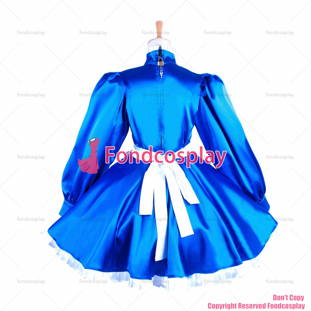 US$ 109.00 - fondcosplay adult sexy cross dressing sissy maid short baby  blue thin pvc dress lockable Uniform costume CD/TV[G2427] 