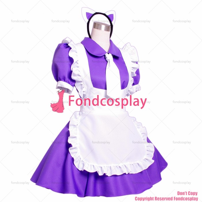 fondcosplay adult sexy cross dressing sissy maid short Purple cotton dress Uniform Peter Pan collar CD/TV[G1567]
