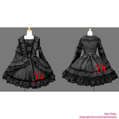 fondcosplay Sissy Maid Gothic Lolita Punk Fashion black cotton Dress Cosplay Costume CD/TV[CK523]