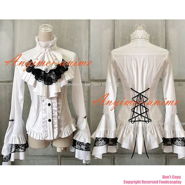 fondcosplay adult sexy cross dressing sissy maid short Gothic Lolita Punk Fashion white Shirt Coat Jacket CD/TV[CK1217]