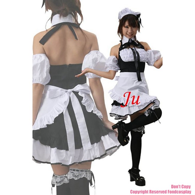 fondcosplay Sexy Sissy Maid Dress white Cotton Uniform apron Cosplay Costume CD/TV[CK258]